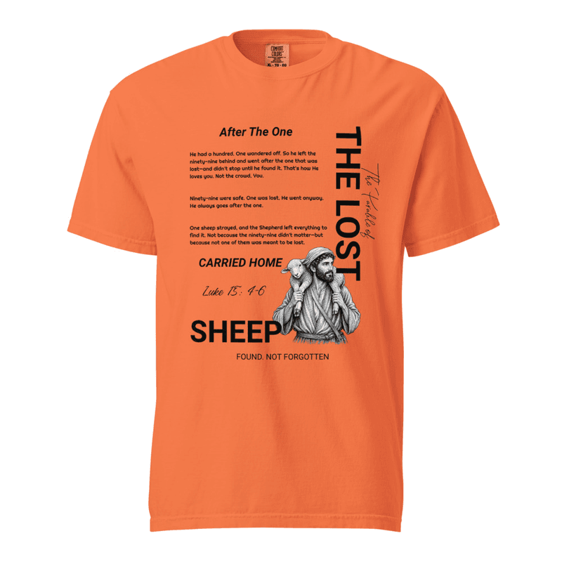 The Lost Sheep dark on light — Burnt orange